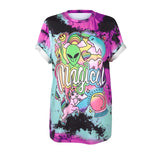 Alien Letter Print Tees Short Sleeves T-Shirt