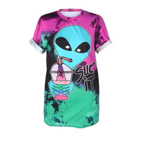 Alien Drink T-Shirts Women Summer