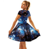 Hot New Blue Star Digital Print Party  Dress